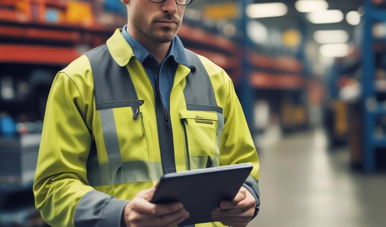 Operator controlling a DJI Matrice 3 drone with a tablet in a rural landscape.