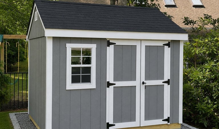 8x10 custom new england shed on-site installation by imperial custom sheds