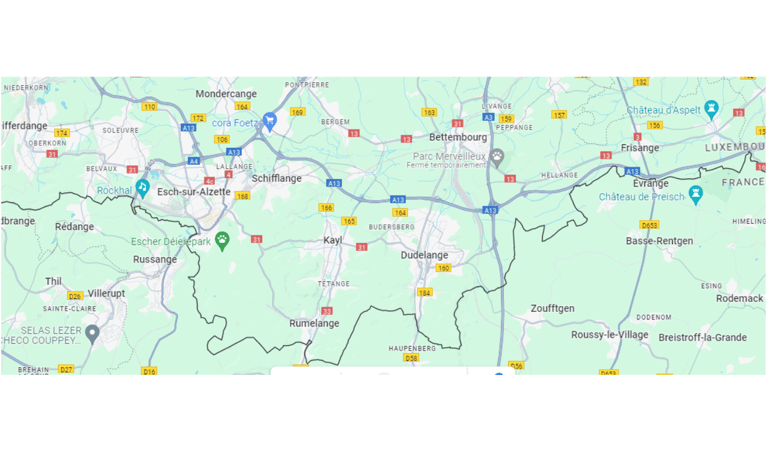 Carte du sud du Luxembourg