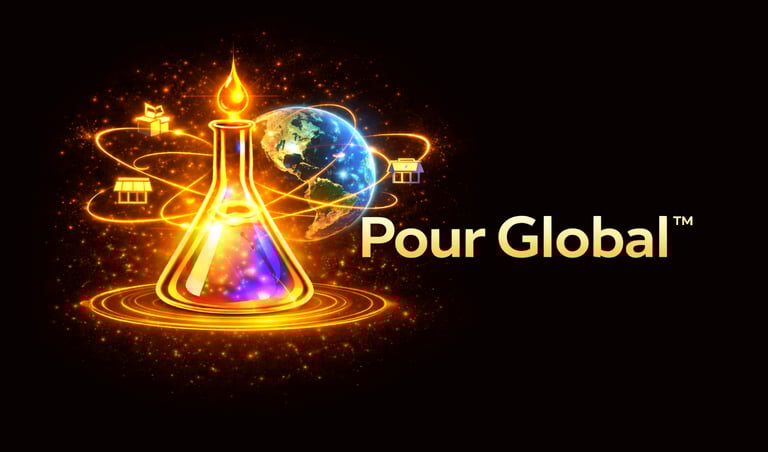 Pour Global fulfilment banner showing global order fulfilment without holding local stock