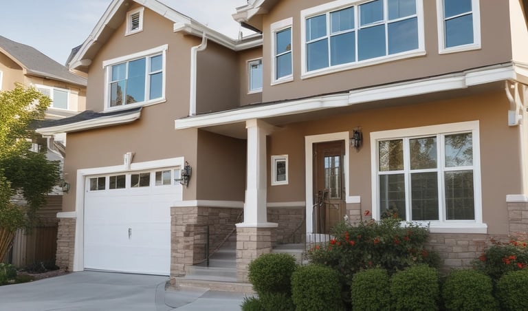 A charming New Jersey home with a freshly painted red brick facade and white shutters under a clear sky.