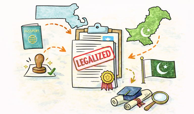 Document legalization for Pakistan from Massachusetts