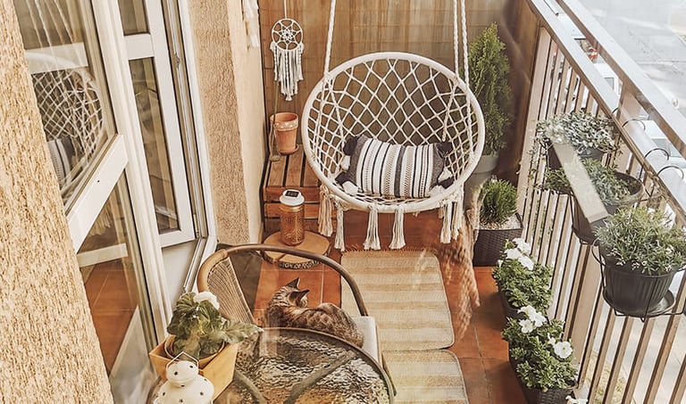 boho balcony interior decor