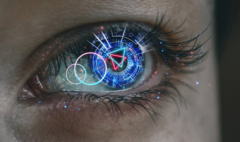 a person with a clock on their eye