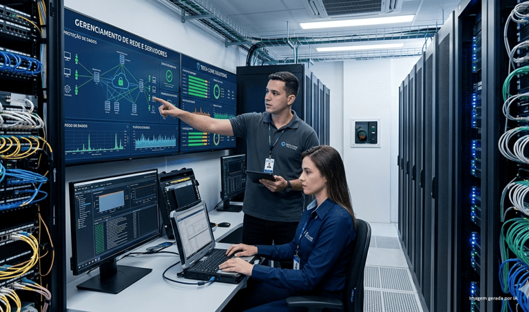 Gerenciamento de rede e backups contínuos, tanto em nuvem quanto local