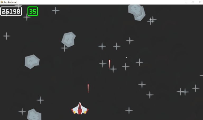 a small spacecraft flying over meteorites 