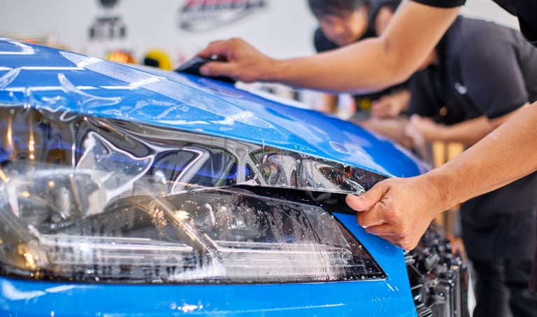 a man is working on a car in a garage
