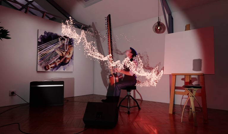 3D-Animation mit Partikeln und Jazzy-Kora-Texturen