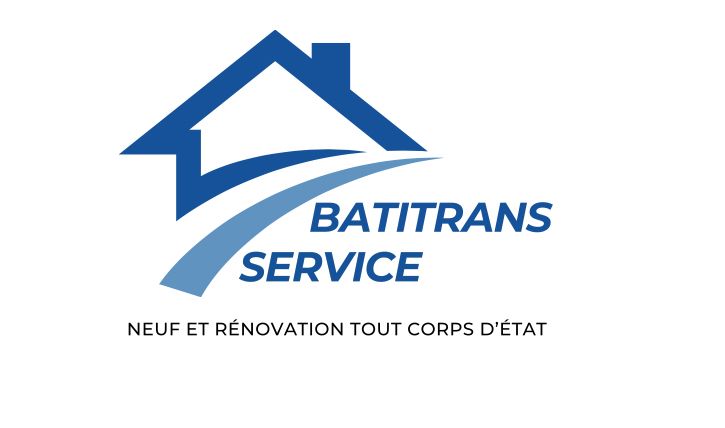 Batitrans Service logo featuring a blue house icon for new construction and renovation services.