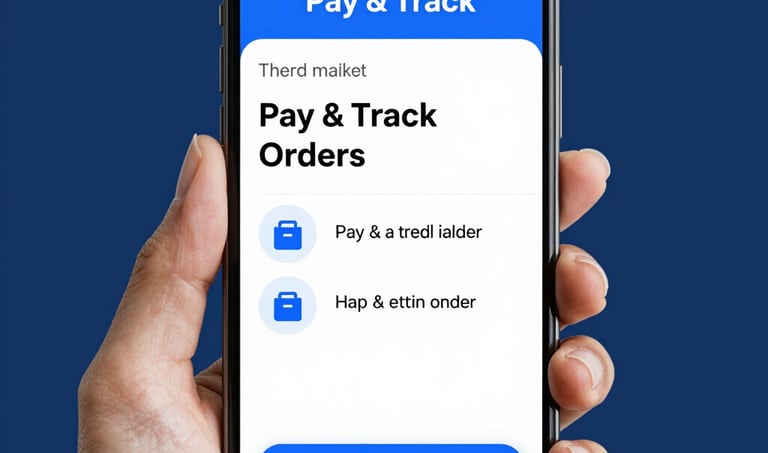 A smartphone screen showing payment confirmation and real-time shipment tracking.