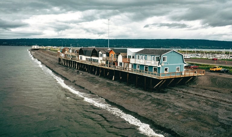 Anchorage, AK - A spit of land off the mainland called Homer Spit, next to Homer Alaska