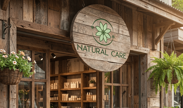 Image Enseigne Natural Care en bois