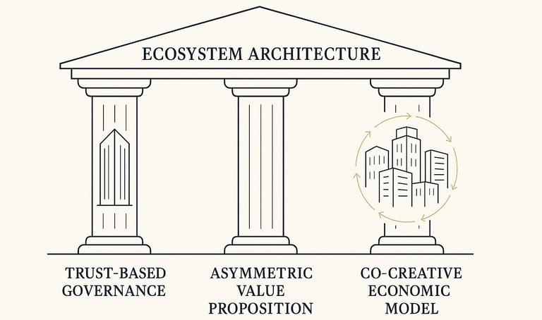 Diagram showing the three pillars of ecosystem architecture and platform design.
