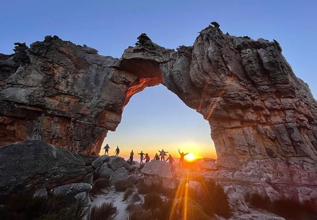 a group of hikers on an adventure retreat in south africa