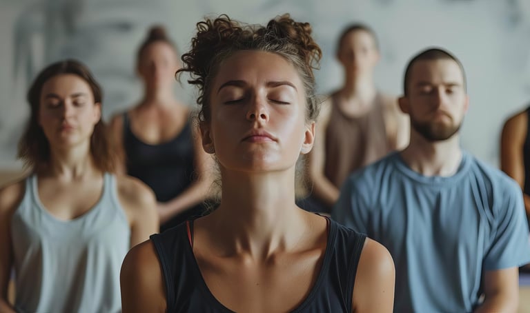 Grupo de personas meditando