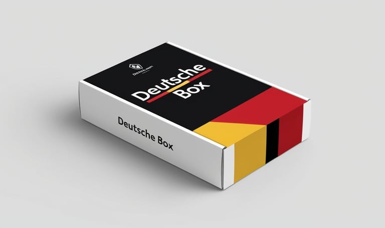 A box with materials for learning German