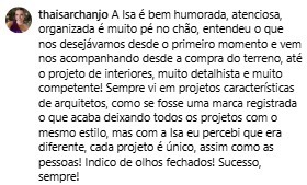 Print com o depoimento da cliente thais