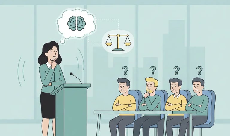 Founder demonstrating composure and reflective judgment during investor questioning.