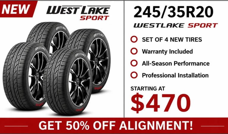 245/35R20 Westlake Sport new tire set available at Fast Tire Shop in Los Angeles. Set of 4 performan