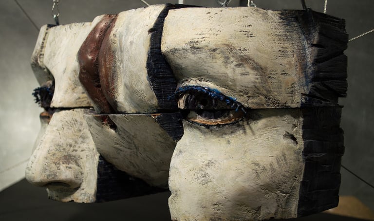 "BLUE" 14"w x 12"h x 8"d Painted wood and metal 2016