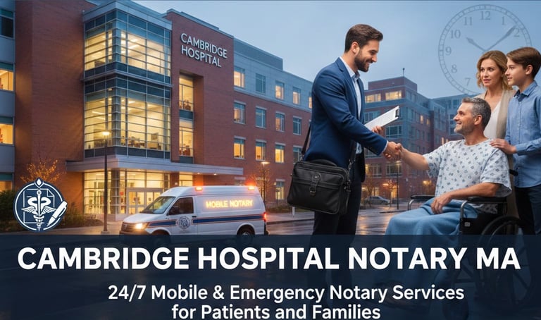 Man doing notary at Cambridge hospital 24/7