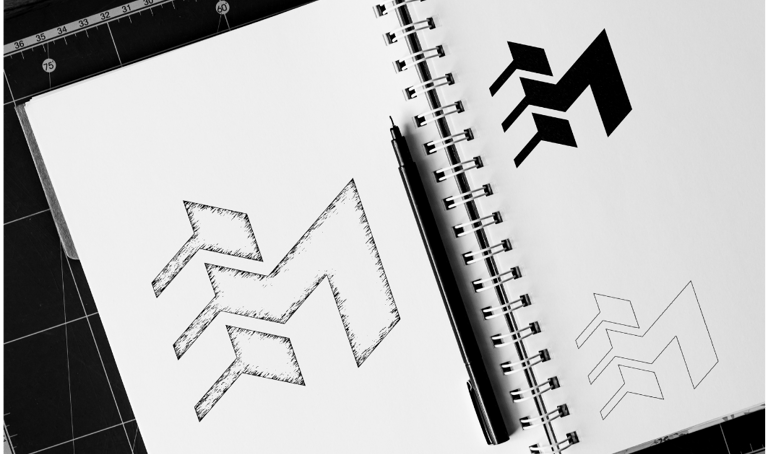 création à la main d'un logo d'entreprise d'architectes