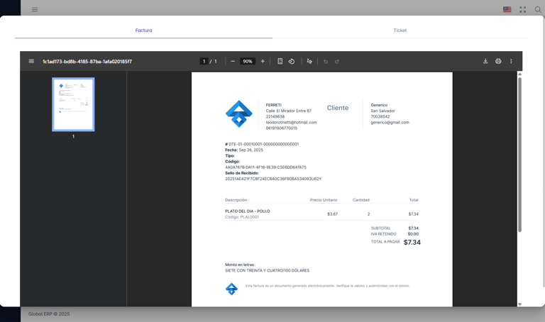 Print de factura/ticket