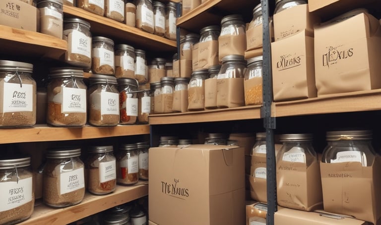 A diverse selection of spices and grains displayed in natural light.