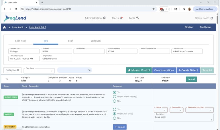 eqLend Quality Assurance in the Portal
