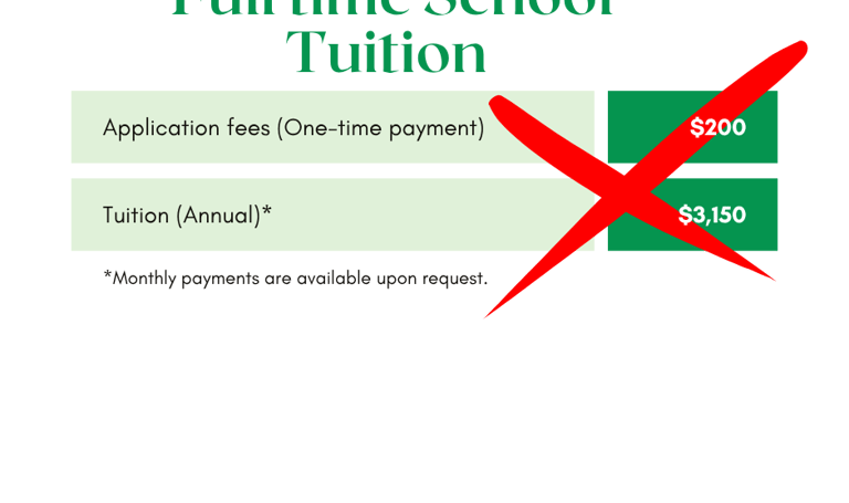  Affordable tuition for our MSA accredited full-time school for academic integrity and holistic grow