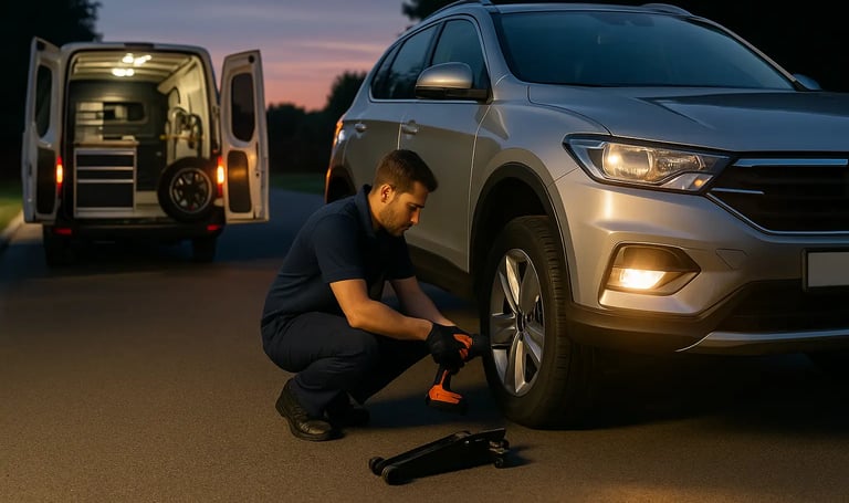 Dépannage pneus de nuit sur place avec intervention rapide