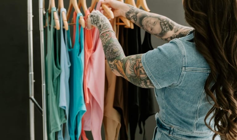 Professional home organizer decluttering and organizing clothing in a Dallas TX home