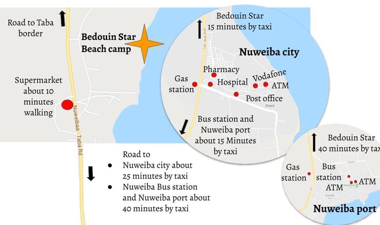 a map of the location of Nuweiba city