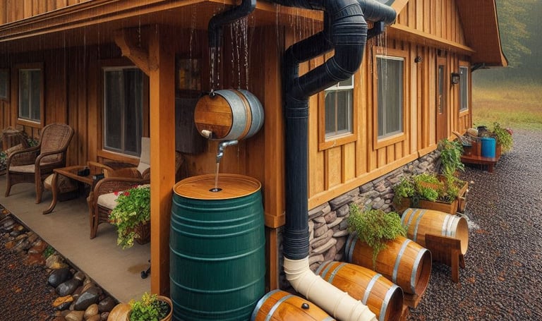 a well maintained house with rainwater harvesting