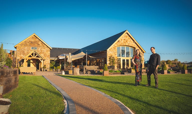 Man and woman at wedding venue