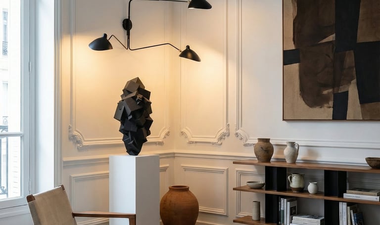 Pyrite sculpture by Stanislas Garaud in parisian apartment