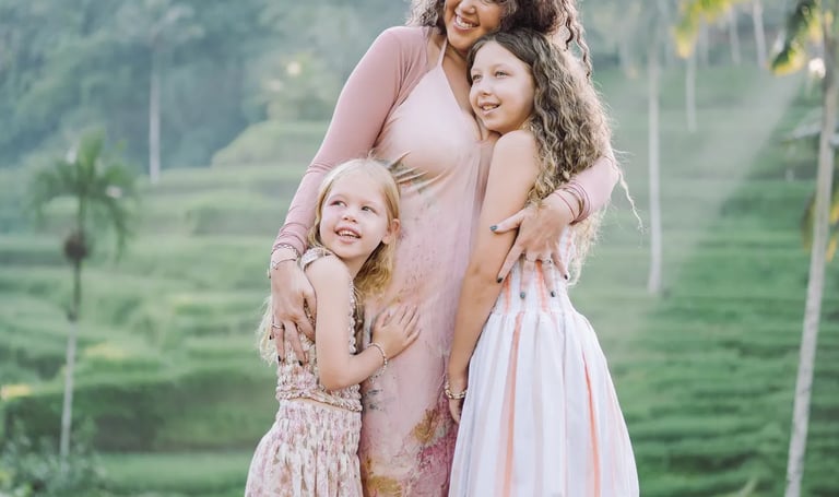 Mother and daughter portrait during a family photography session in Tegalalang Bali