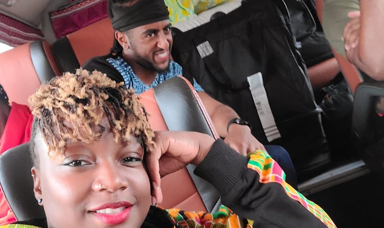A group of Tourists in the Bus in Ivory Coast
