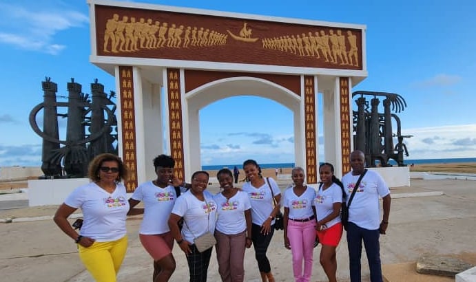 Some Haitian Diasporas Visiting the Slave Door of No Return in Ouidah in Benin 