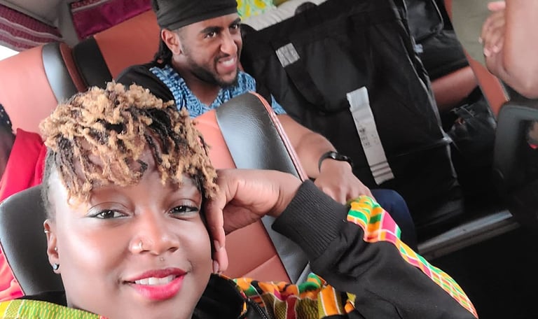 A Group of Tourists Visiting in the Bus in Benin