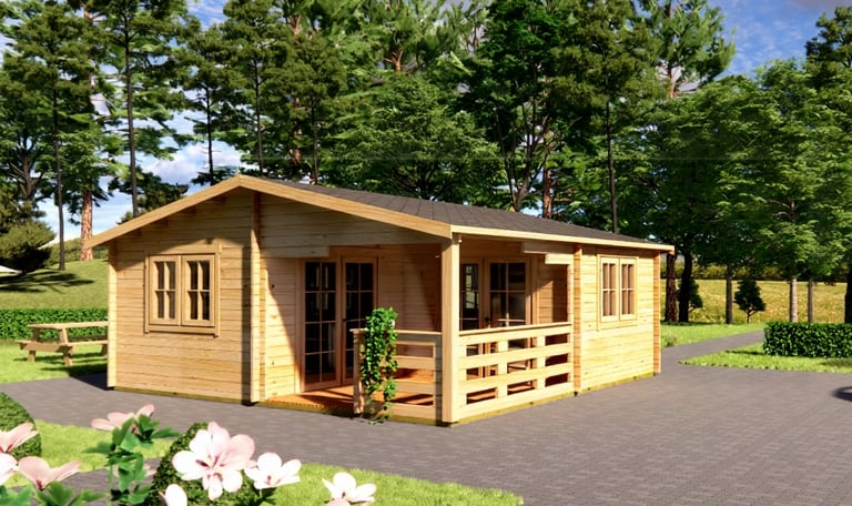 blokhut bouwpakket in de tuin