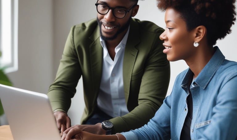 A professional consultant guiding a small business owner through LLC paperwork in a bright office.