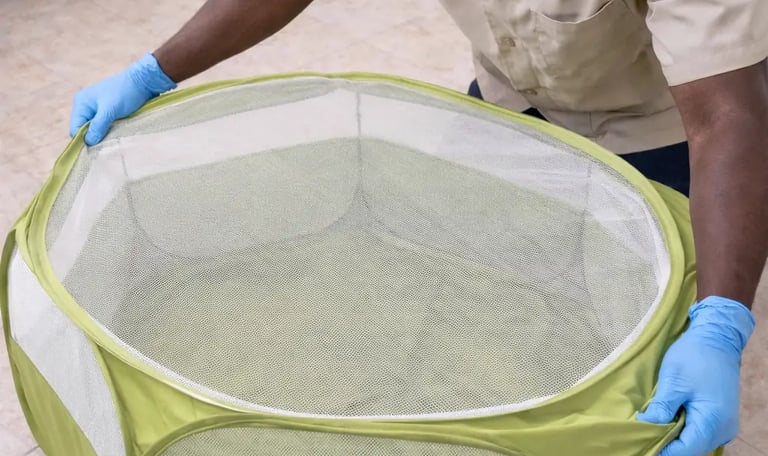 pose de la zone sécurisée pour animaux par un technicien 