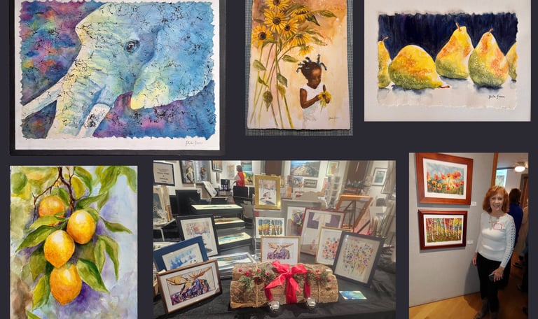 a collection of Sheila Fossen’s watercolor-paintings of galleries, flowers and nature scenes