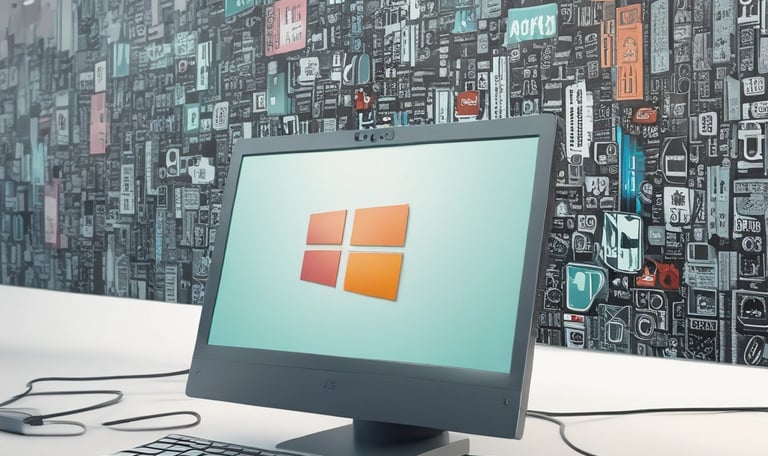 A technician working on network cables and devices.