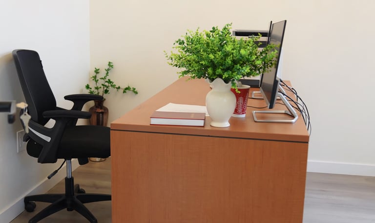 Reception area and administrative office in our AFH creating home-like atmosphere for residents and guests.