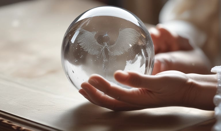 A serene image depicting a crystal ball surrounded by candles.