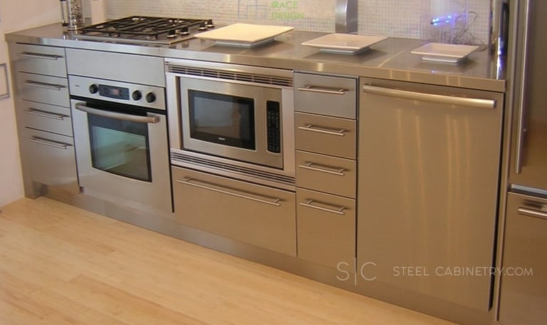 stainless steel appliances & cabinets