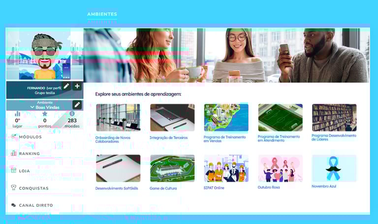 a website page with a picture of a man and woman