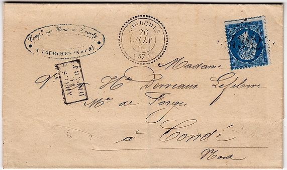 1866: Letter deposited at the post office of LOURCHES on June 26, after the last collection.